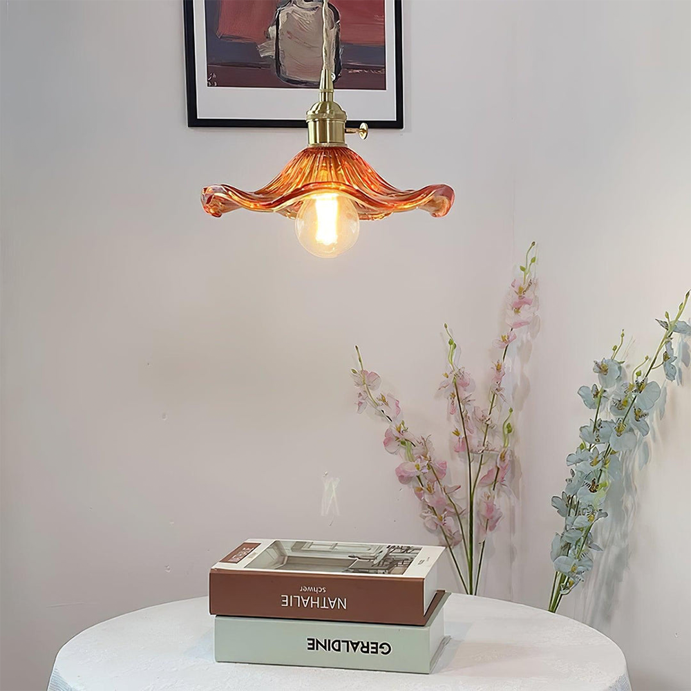 Floral Glass Pendant Light – Elegant LED Hanging Lamp for Sophisticated Interiors