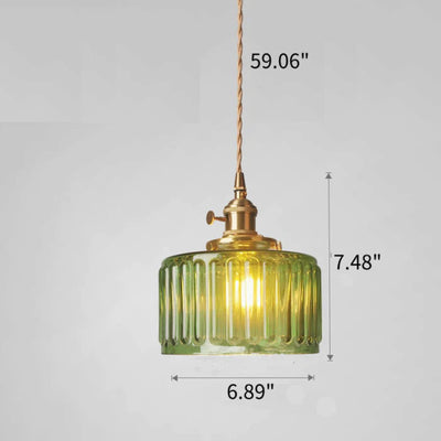 Vintage Crystal Pendant Light – Elegant Glass Cylinder Hanging Lamp