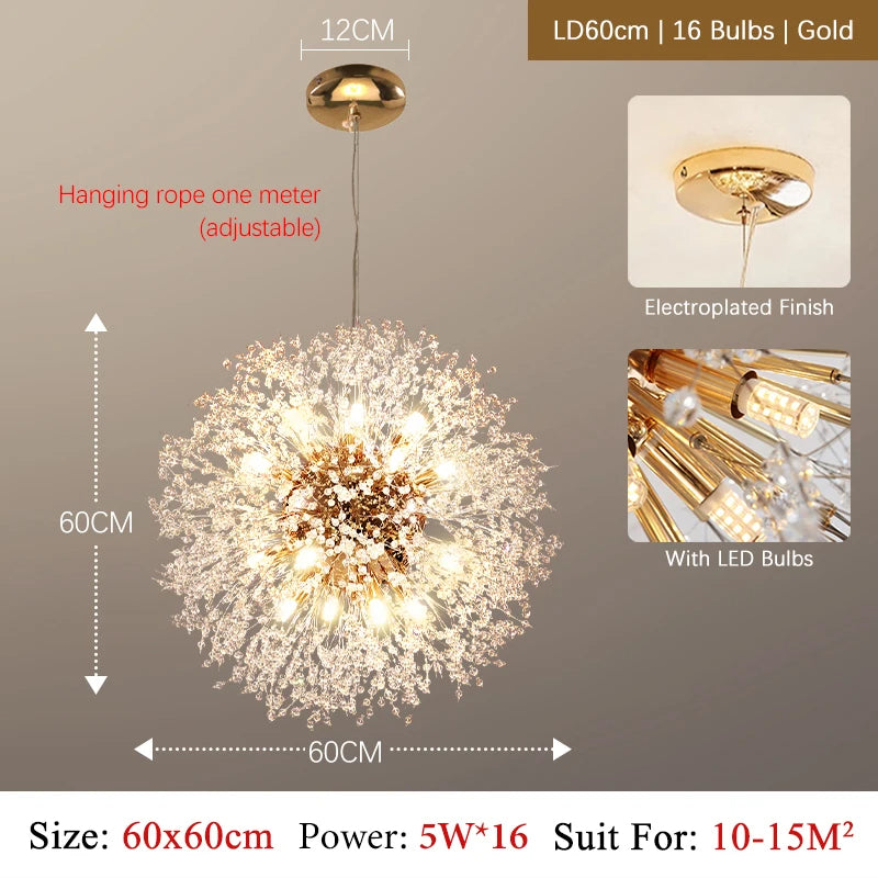 Luxury Crystal LED Chandelier – Elegant Modern Pendant Light