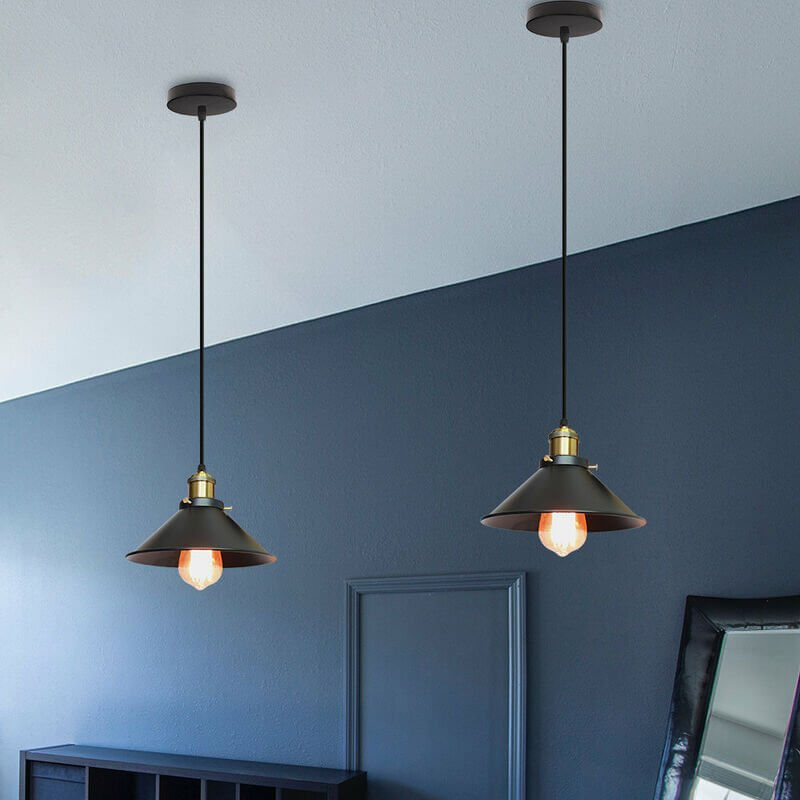 Vintage Brass Cone Pendant Light – Classic Industrial-Inspired Hanging Lamp