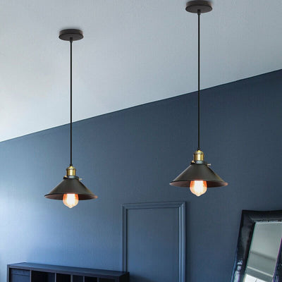 Vintage Brass Cone Pendant Light – Classic Industrial-Inspired Hanging Lamp