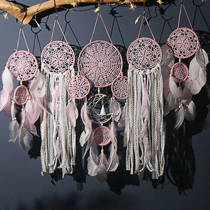 Boho Dreamcatcher Set – Handmade Macramé Wall Decor with Celestial Design