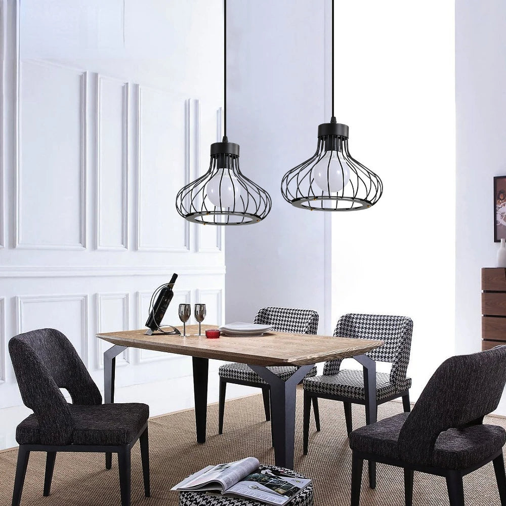 Modern Industrial Metal Pendant Light – Adjustable Vintage Black Design