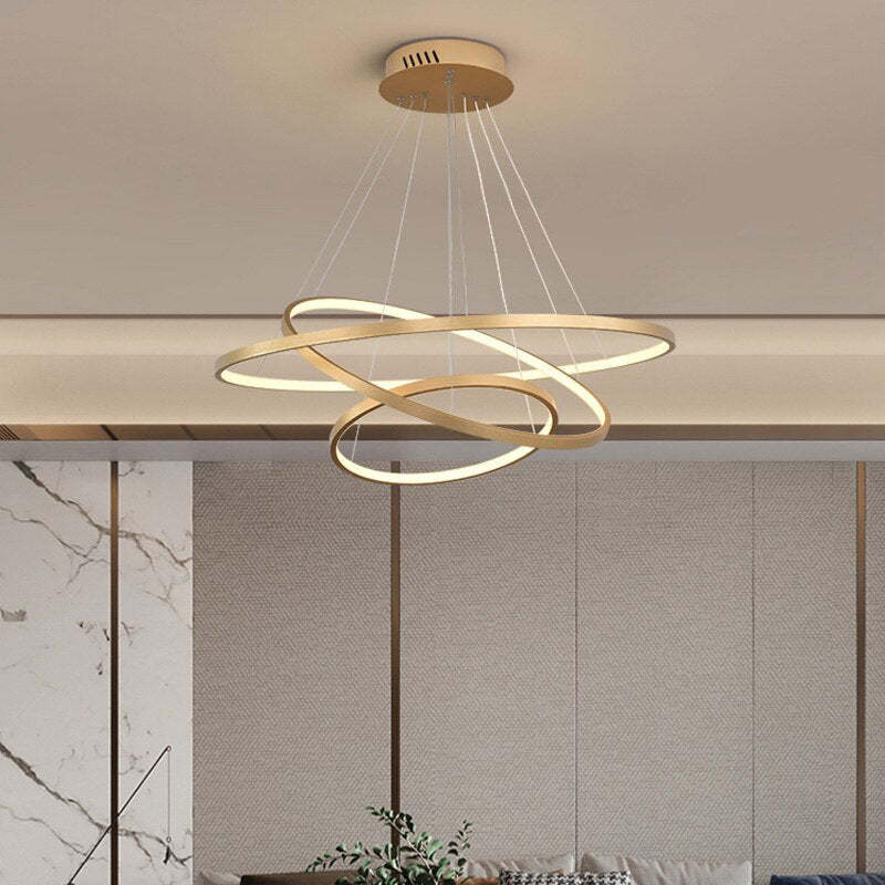 Yumanira 3-Ring Modern Ceiling Light – Dimmable LED Pendant with Remote Control