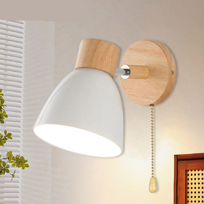 Yadiel Nordic Wooden Wall Lamp – Modern Hanging Light with Pull Switch