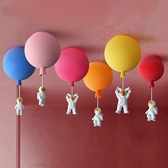 Fateh Modern Moon & Astronaut LED Ceiling Light – Whimsical Space-Themed Lamp