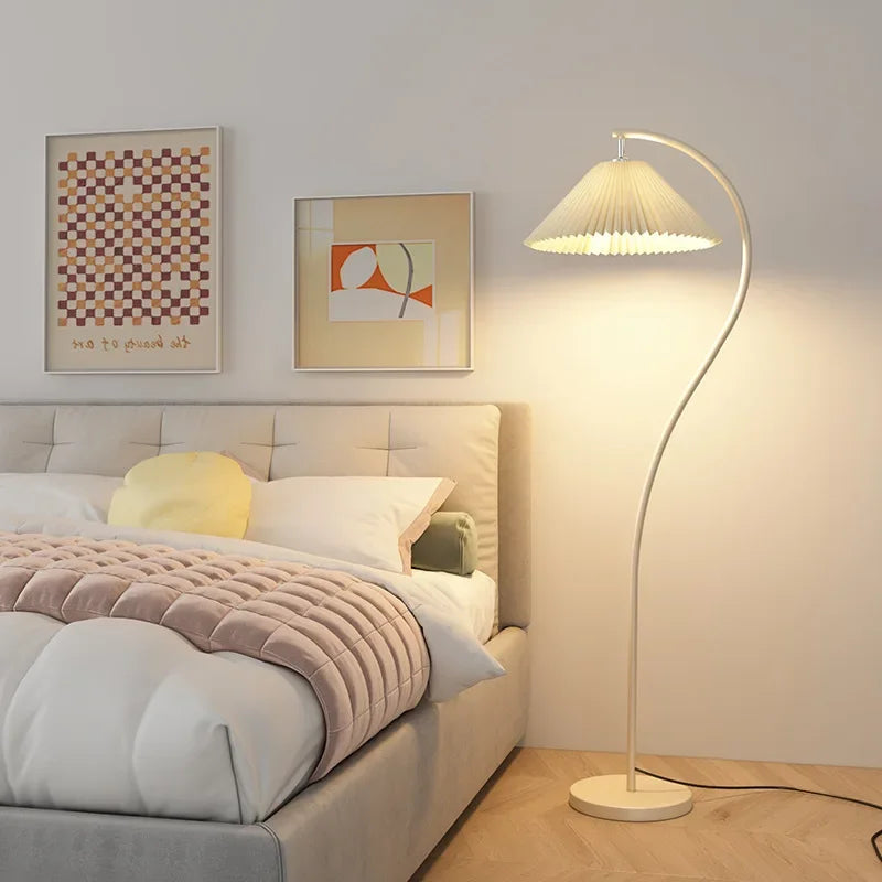Modern LED Fabric Floor Lamp – Elegant Folded Design with Adjustable Light