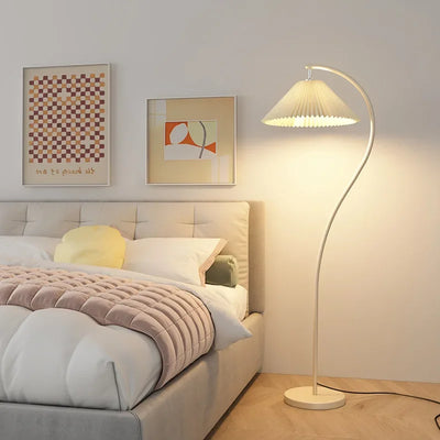 Modern LED Fabric Floor Lamp – Elegant Folded Design with Adjustable Light