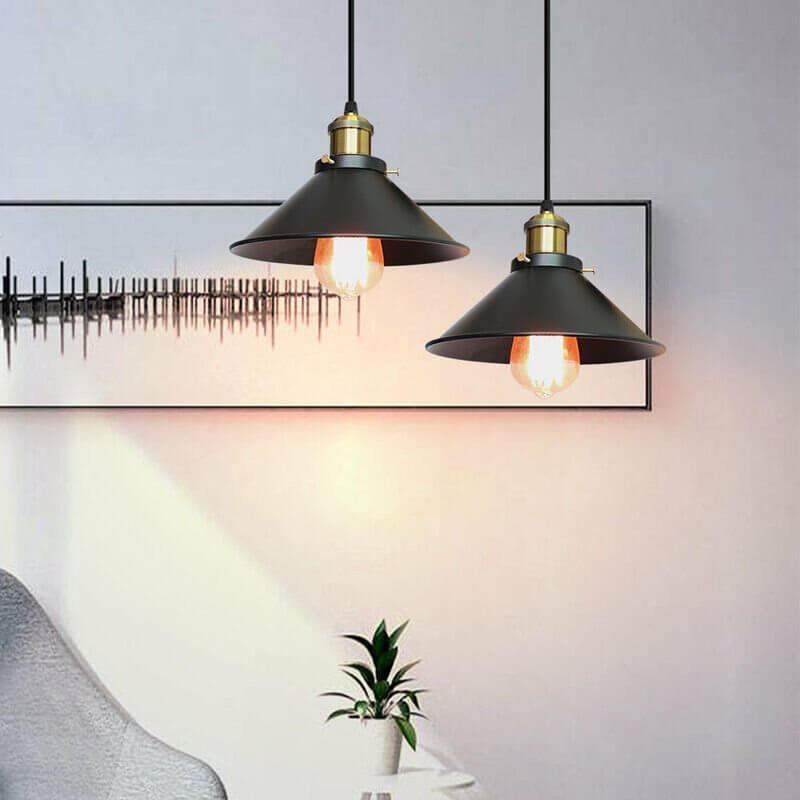 Vintage Brass Cone Pendant Light – Classic Industrial-Inspired Hanging Lamp