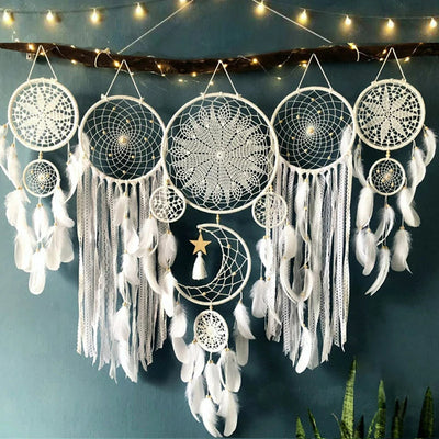 Boho Dreamcatcher Set – Handmade Macramé Wall Decor with Celestial Design