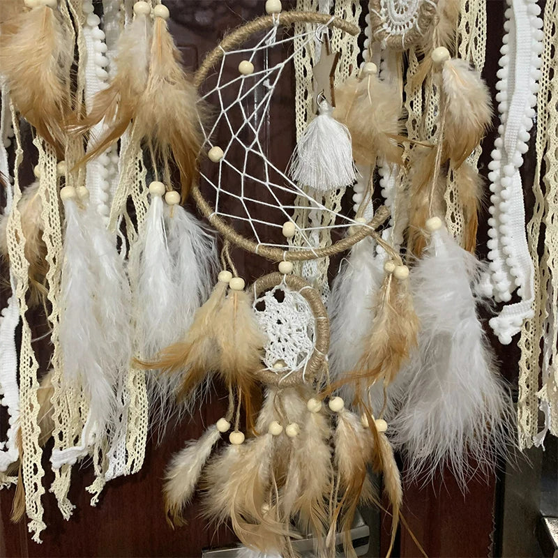 Boho Dreamcatcher Set – Handmade Macramé Wall Decor with Celestial Design