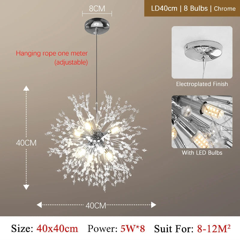 Luxury Crystal LED Chandelier – Elegant Modern Pendant Light