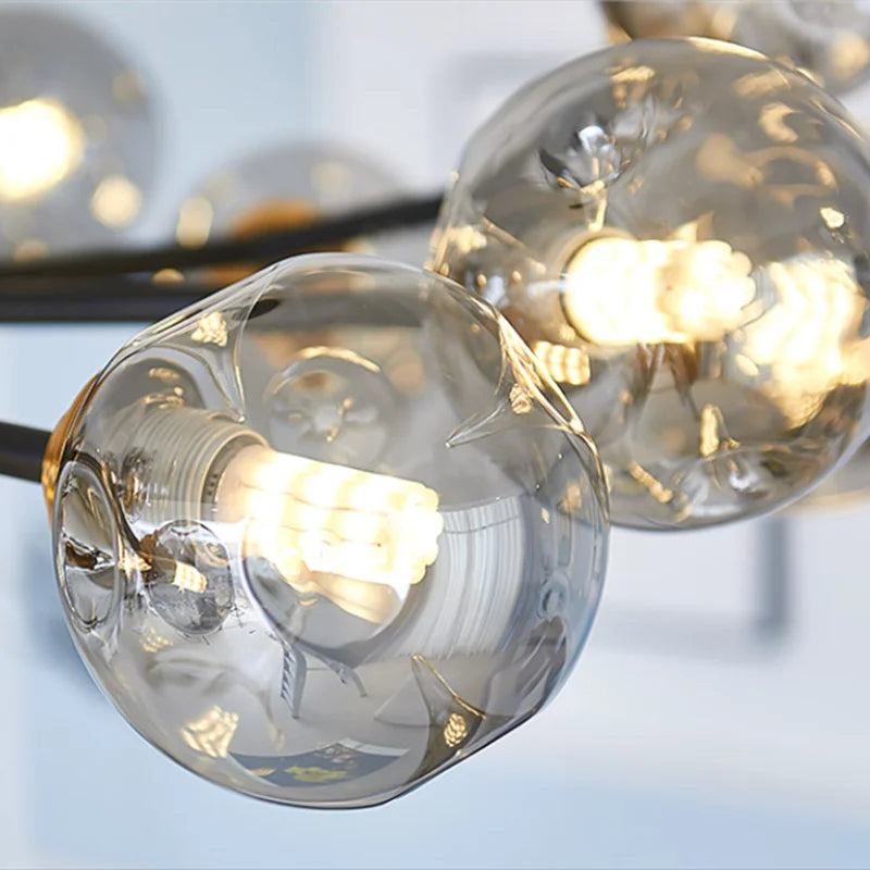 Nordic Glass Ball LED Chandelier – Modern Flush Mount Ceiling Light