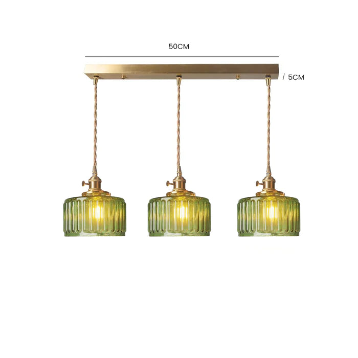 Vintage Crystal Pendant Light – Elegant Glass Cylinder Hanging Lamp