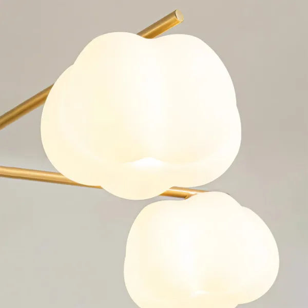 Modern Wooden Cotton Ball Chandelier – Elegant LED Ceiling Light for Living Rooms