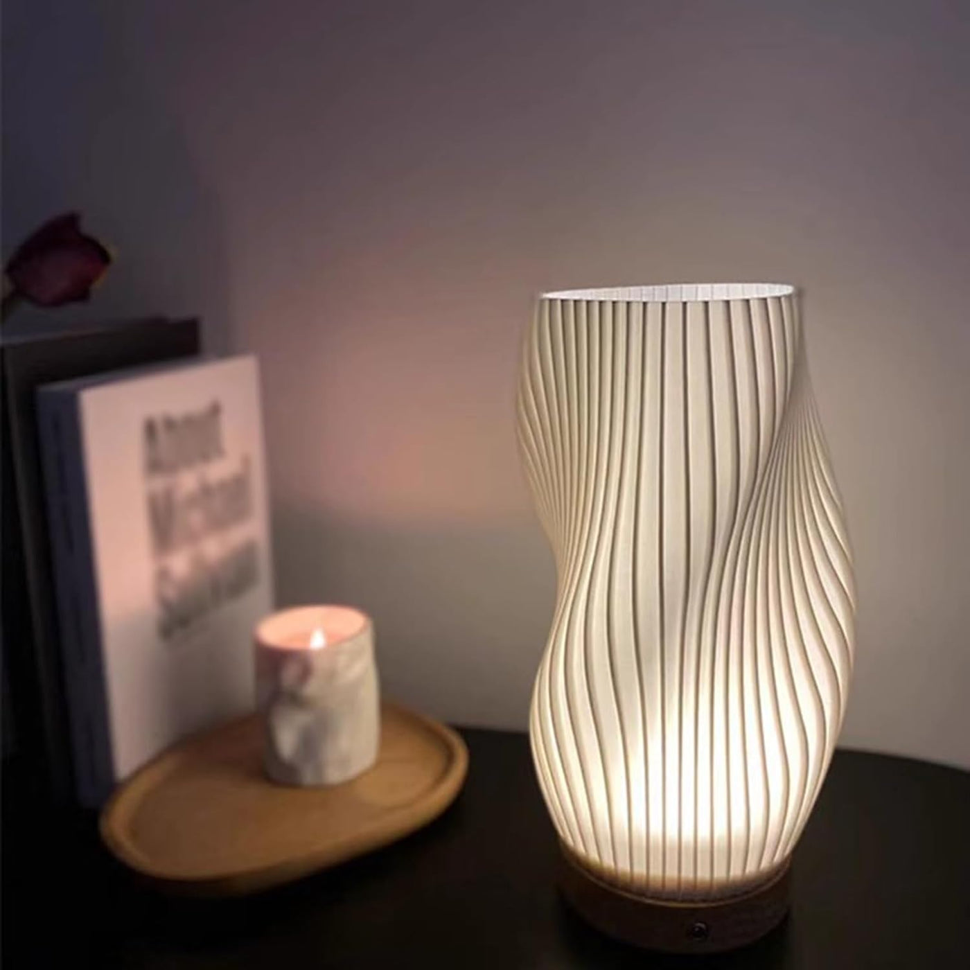 Serene Wavecrest Lamp – Modern Elegance with Adjustable Dimming & USB Power