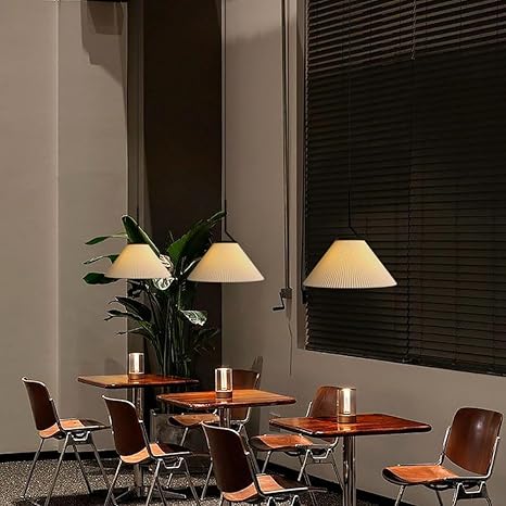 Nordic Pleated Cream Pendant Light – Soft Elegance for Modern Interiors
