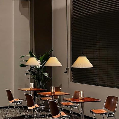 Nordic Pleated Cream Pendant Light – Soft Elegance for Modern Interiors