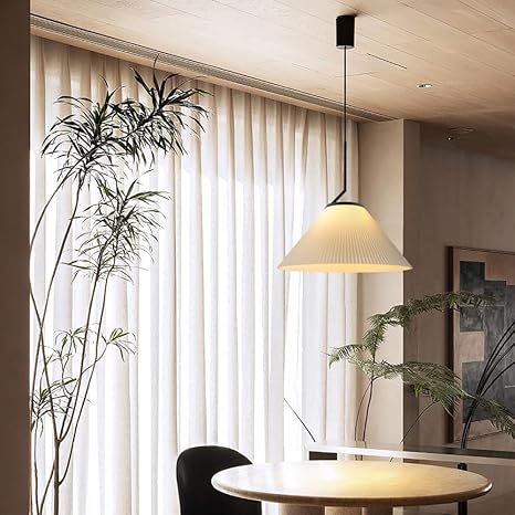 Nordic Pleated Cream Pendant Light – Soft Elegance for Modern Interiors