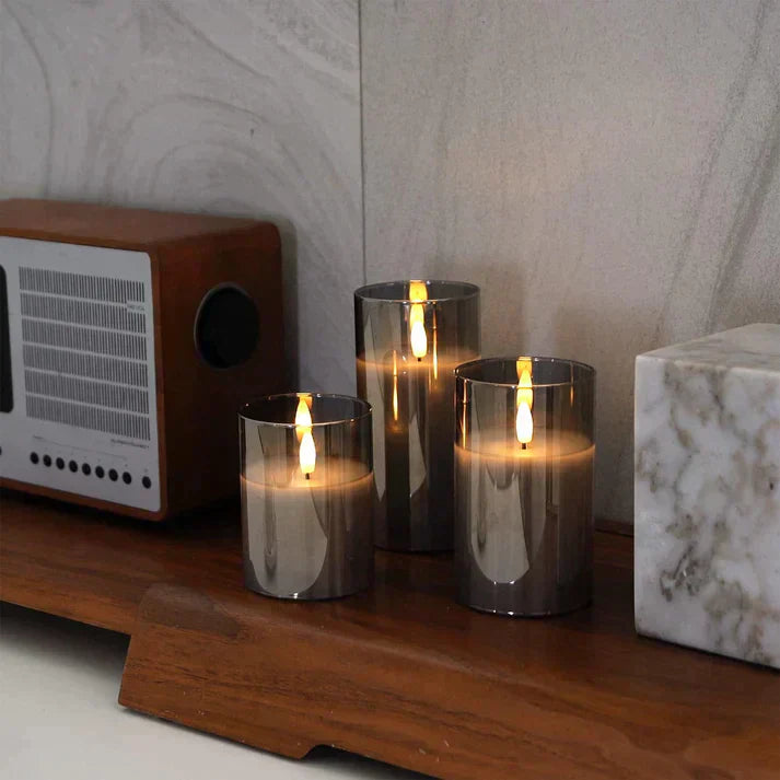 CANDLY Wax LED Candle – Realistic Flickering Flame with Glass Cover
