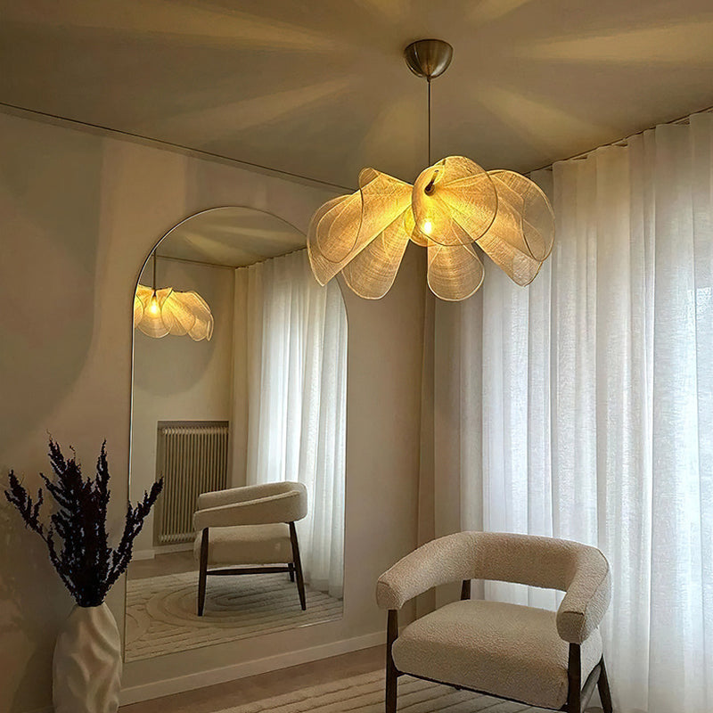 Japandi Flower Lamp – Elegant Fabric Pendant Light with Nordic & Wabi-Sabi Charm