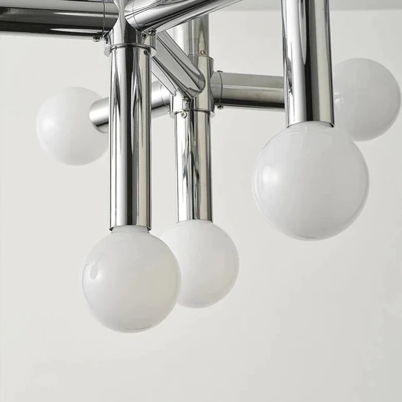 Scandinavian Glass Globe Chandelier – Minimalist Elegance with Bauhaus Inspiration