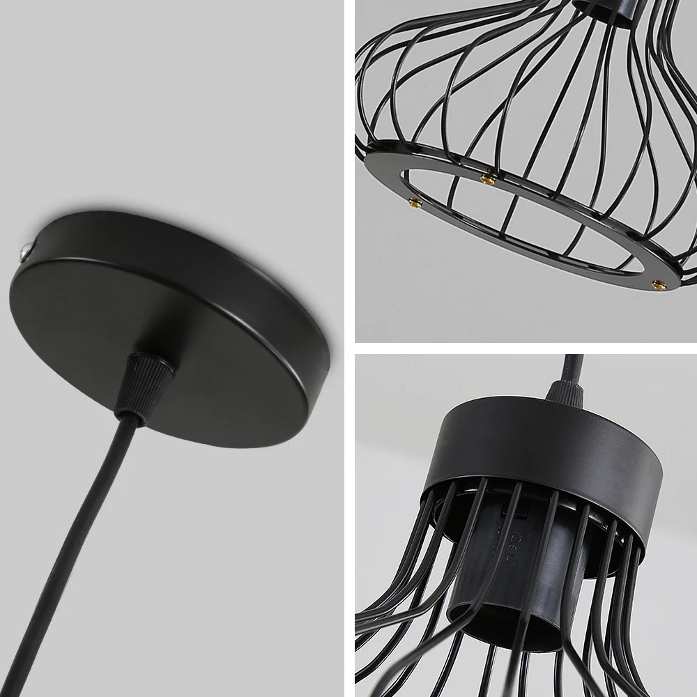 Modern Industrial Metal Pendant Light – Adjustable Vintage Black Design