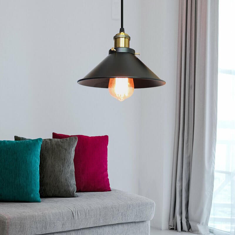 Vintage Brass Cone Pendant Light – Classic Industrial-Inspired Hanging Lamp