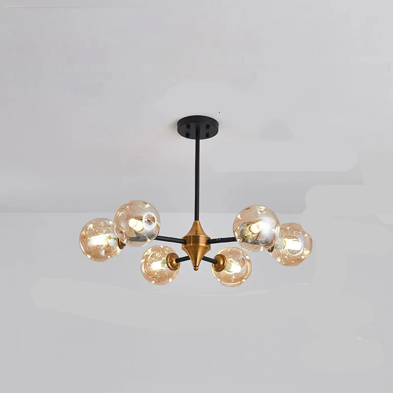 Nordic Glass Ball LED Chandelier – Modern Flush Mount Ceiling Light
