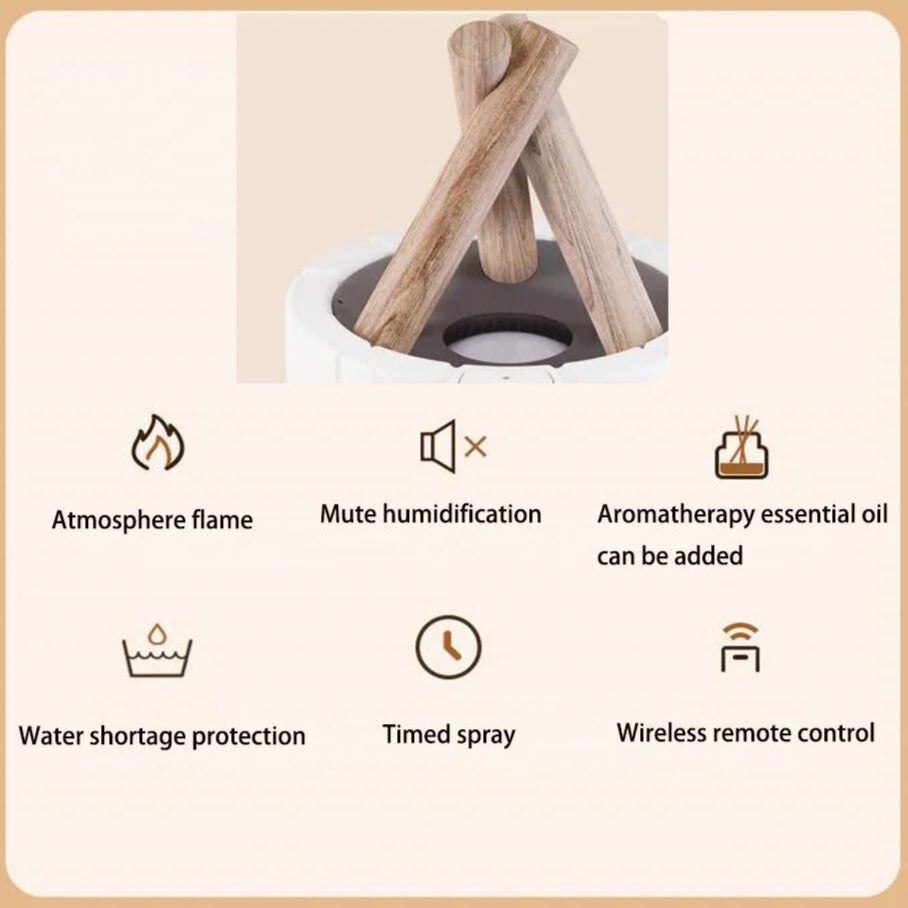 Flame Humidifier Table Lamp – 3-in-1 Aromatherapy Diffuser with LED Ambience