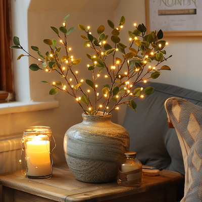 Fairy Light Olive Branch – Warm White LED Decorative Tree Lights (70cm)