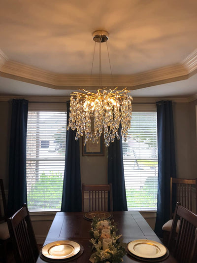 French Style Branch Crystal Chandelier – Luxury LED Pendant Light (G9, Adjustable Height)