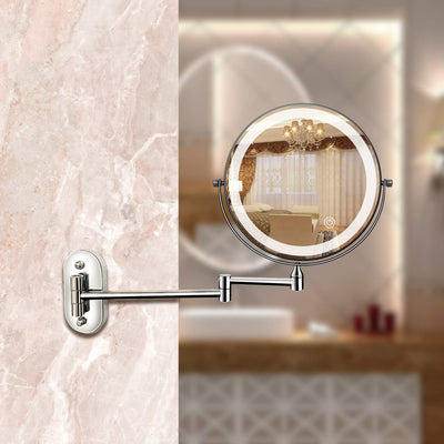 Chrome Silver LED Magnifying Mirror – Rechargeable Makeup & Vanity Mirror