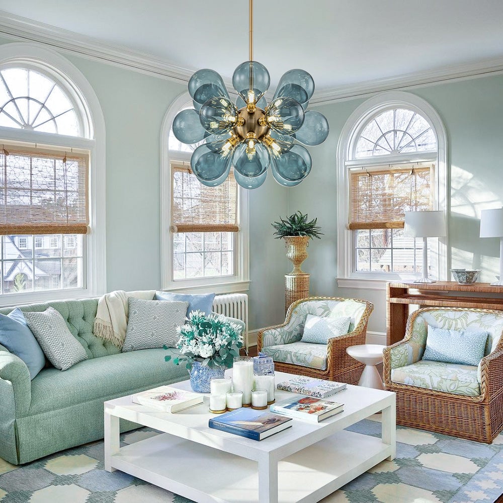 Blue Bubble Chandelier – Whimsical Glass Globe Cluster Light