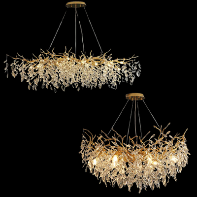 French Style Branch Crystal Chandelier – Luxury LED Pendant Light (G9, Adjustable Height)