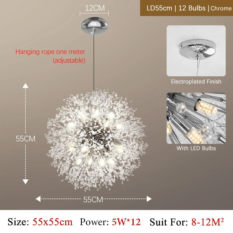 Luxury Crystal LED Chandelier – Elegant Modern Pendant Light