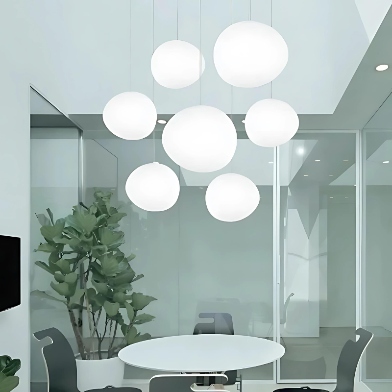 LumiPebble Pendant Light – Elegant Glass and Pebble Design, Modern and Sophisticated