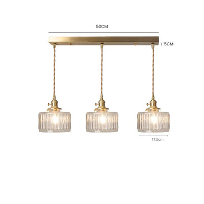 Vintage Crystal Pendant Light – Elegant Glass Cylinder Hanging Lamp