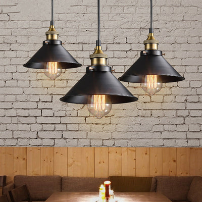 Vintage Brass Cone Pendant Light – Classic Industrial-Inspired Hanging Lamp