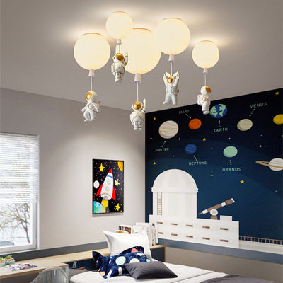 Fateh Modern Moon & Astronaut LED Ceiling Light – Whimsical Space-Themed Lamp