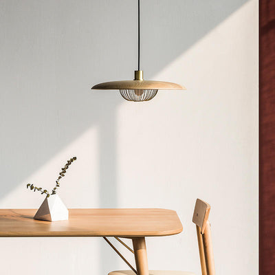 Imitation Wood Grain Pendant Light – Nordic-Style Hanging Lamp for Rustic Interiors