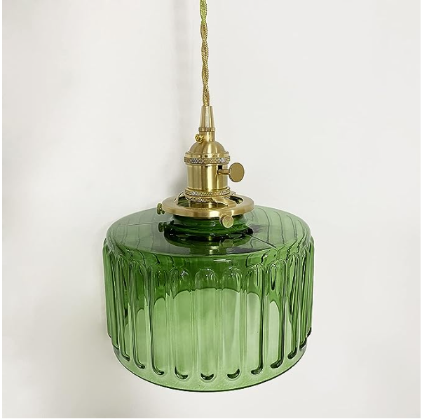 Vintage Crystal Pendant Light – Elegant Glass Cylinder Hanging Lamp