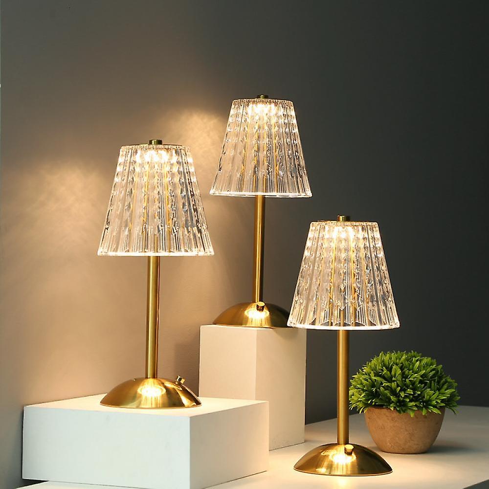 Golden Crystal Touch Lamp – Wireless Dimmable LED Table Light with Adjustable Colour Temperature (USB-C)