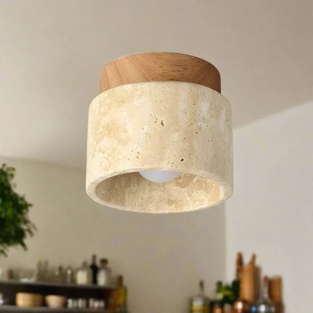 Japanese Cream Style Ceiling Lamp – Minimalist LED Light with Natural Elegance
