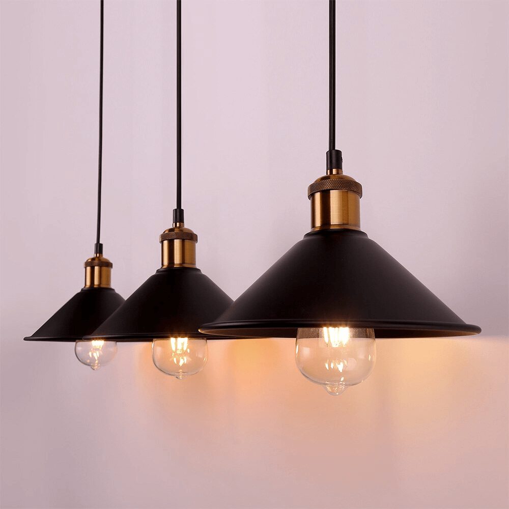 Vintage Brass Cone Pendant Light – Classic Industrial-Inspired Hanging Lamp