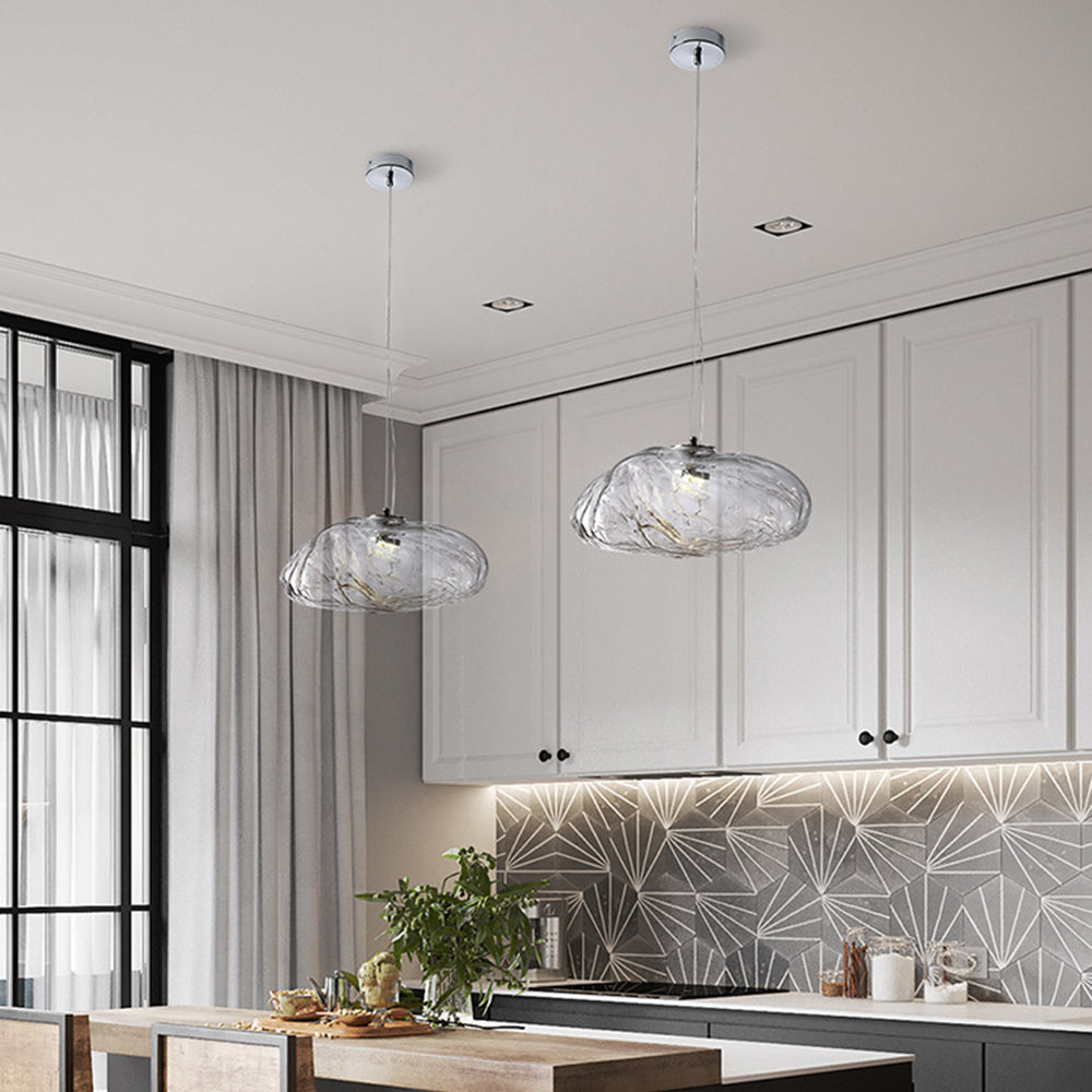Minimalist Blown Glass Bubble Pendant Light – Elegant Handcrafted Design