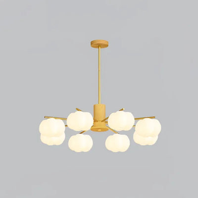 Modern Wooden Cotton Ball Chandelier – Elegant LED Ceiling Light for Living Rooms