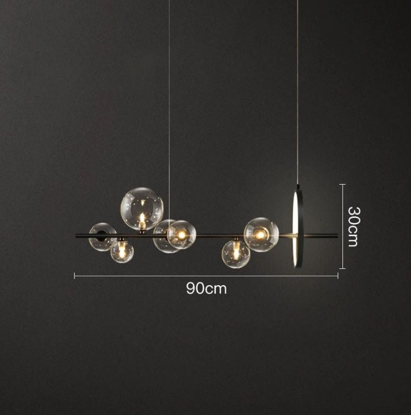 Bubble Glass Chandelier – Unique Transparent Floating Light Fixture (G4, Adjustable 150cm)