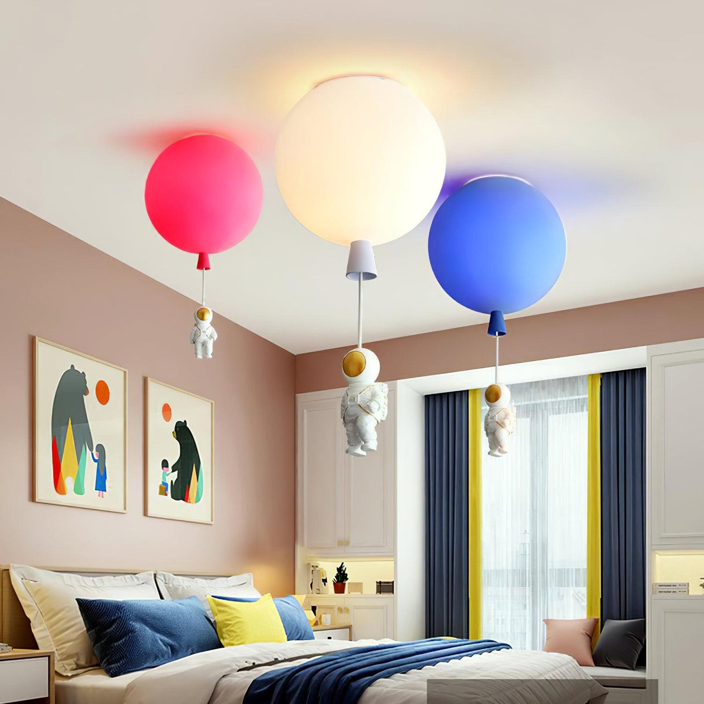 Fateh Modern Moon & Astronaut LED Ceiling Light – Whimsical Space-Themed Lamp