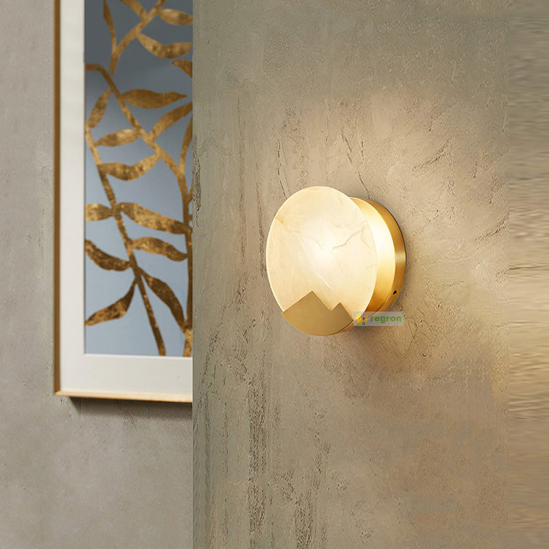 Nordic Minimalist Marble Wall Light – Elegant Brass & Marble Accent Lighting